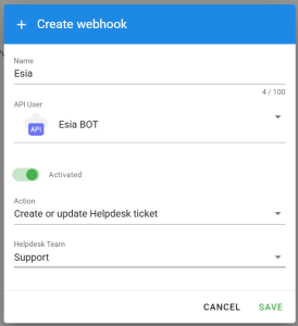 Webhook action